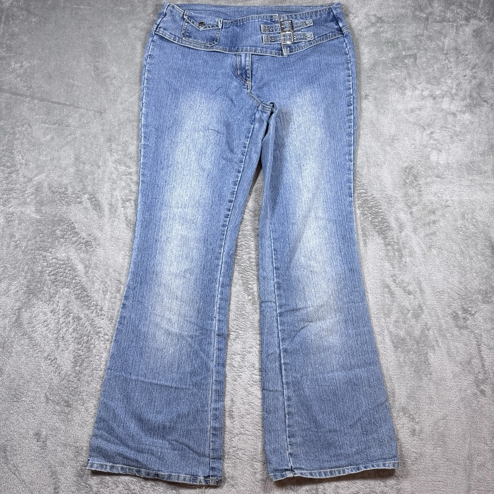 Zoey Beth Flare Jeans Womens 11/12 Blue Stretch Y2K Low Rise Denim Pants